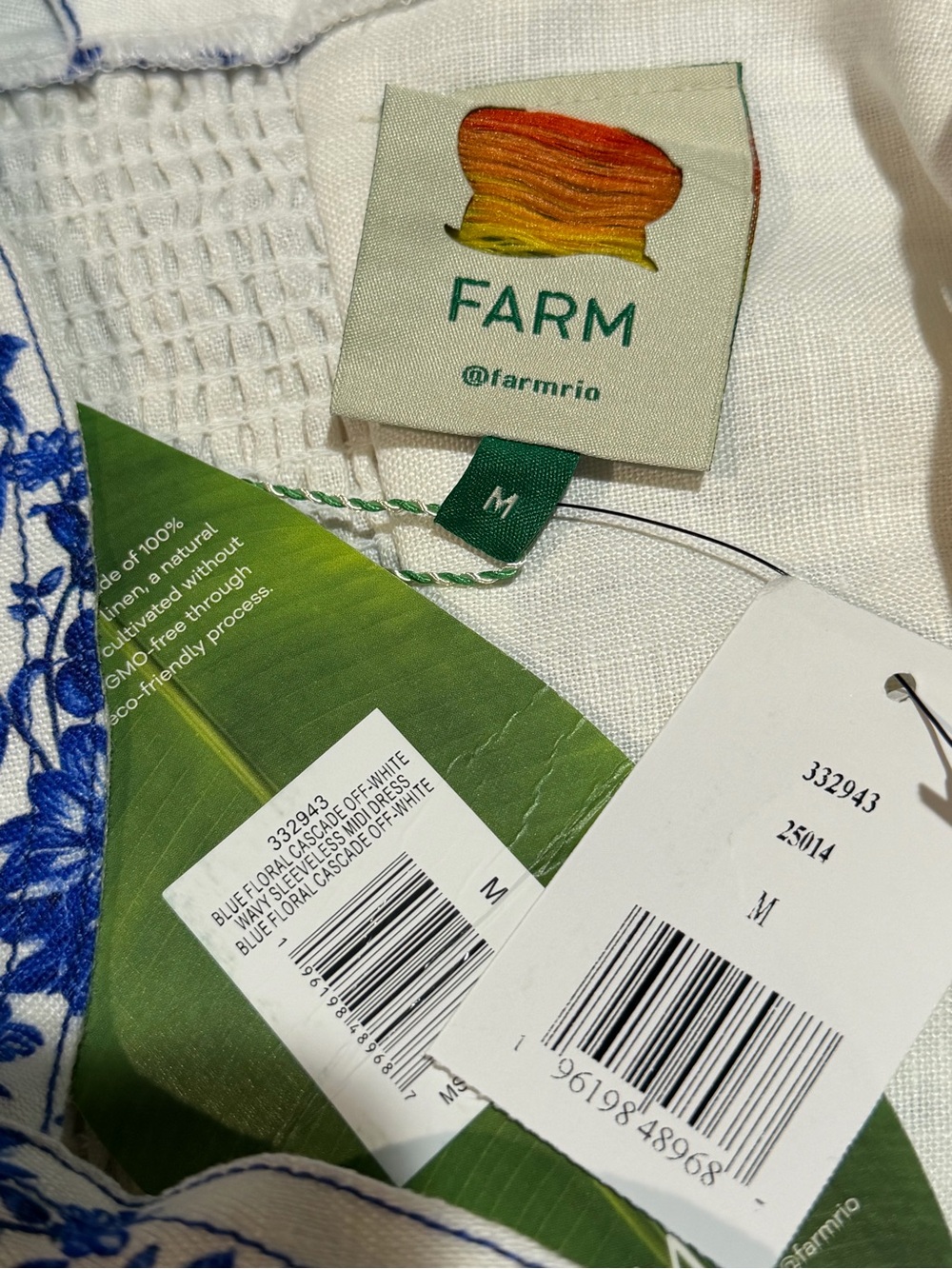 FARM Rio White Midi Dress with Blue Floral Print - Picture 14 of 14